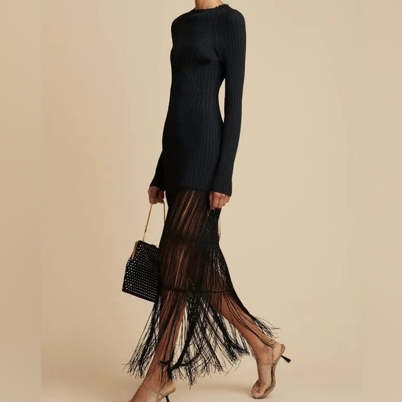 KHAITE Dresses & Skirts - KHAITE
Women's Cedar Fringe-Hem Maxi Dress - Black